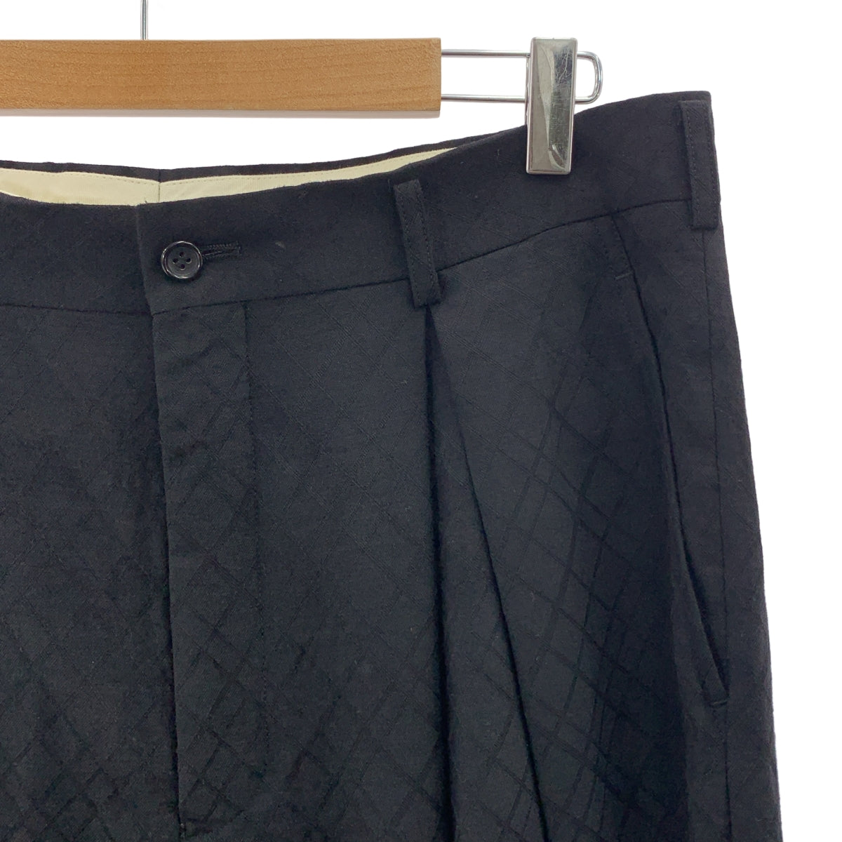 COMME des GARCONS HOMME PLUS / コムデギャルソンオムプリュス | 2021AW | ウール 幾何学柄 タック ワイドテーパードパンツ | L | メンズ