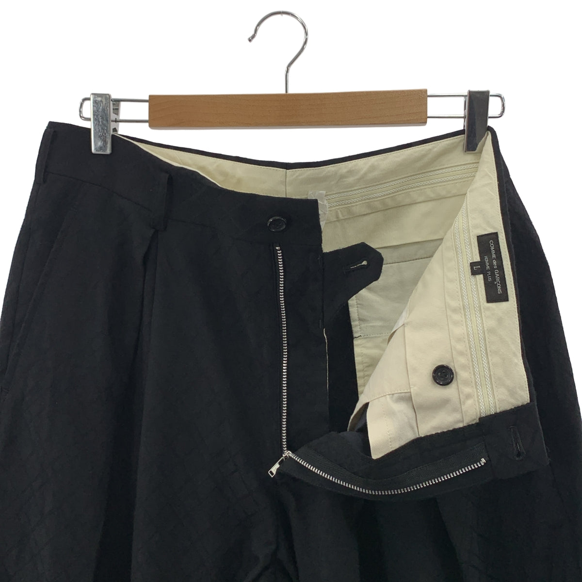 COMME des GARCONS HOMME PLUS / コムデギャルソンオムプリュス | 2021AW | ウール 幾何学柄 タック ワイドテーパードパンツ | L | メンズ