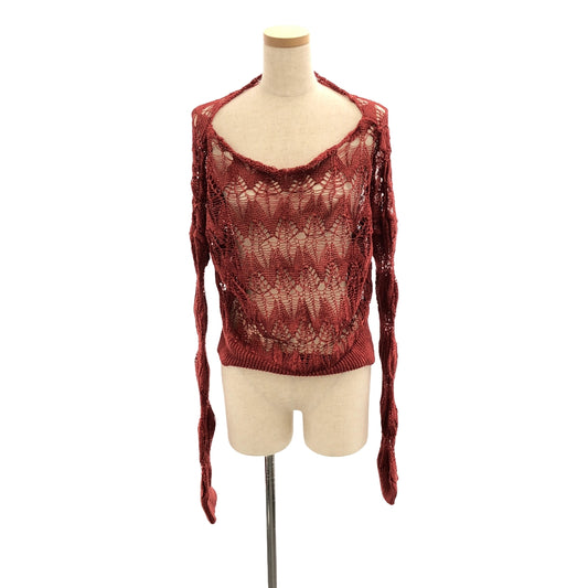 Cristaseya / Cristaseya | Edition #22 LINEN LACE SWEATEA Lace Pullover Knit | S | BLACK RED | Women's