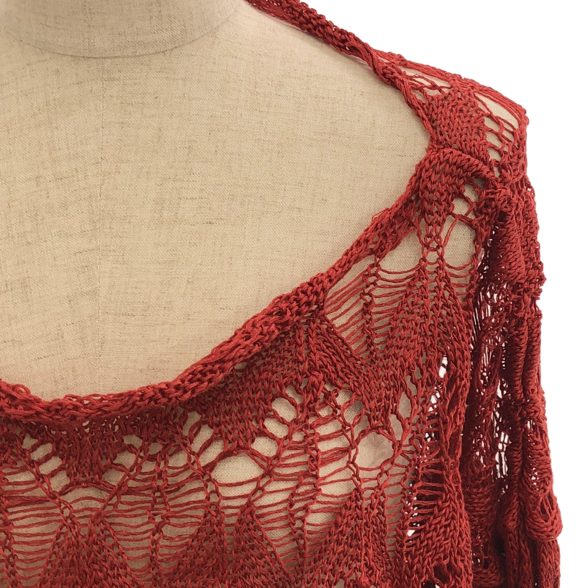 Cristaseya / クリスタセヤ | Edition #22 LINEN LACE SWEATEA レース プルオーバーニット | S | BLACK RED | レディース