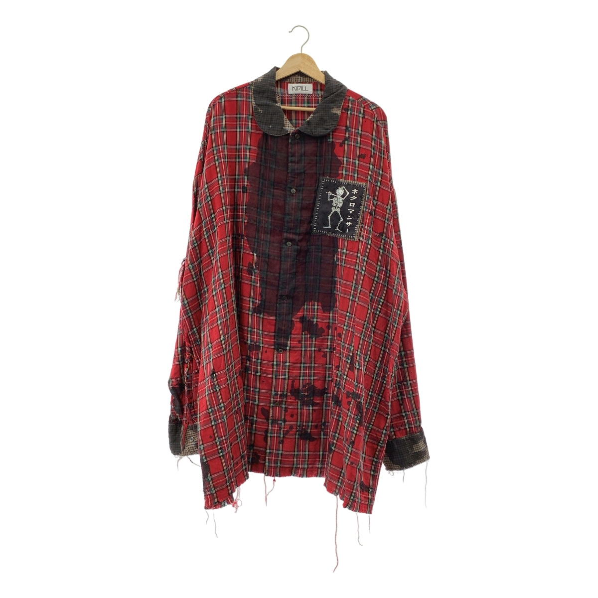 KIDILL / 키딜 | PETER PAN SHIRT 데미지 가공 체크 피터 팬 셔츠 | F | 남성
