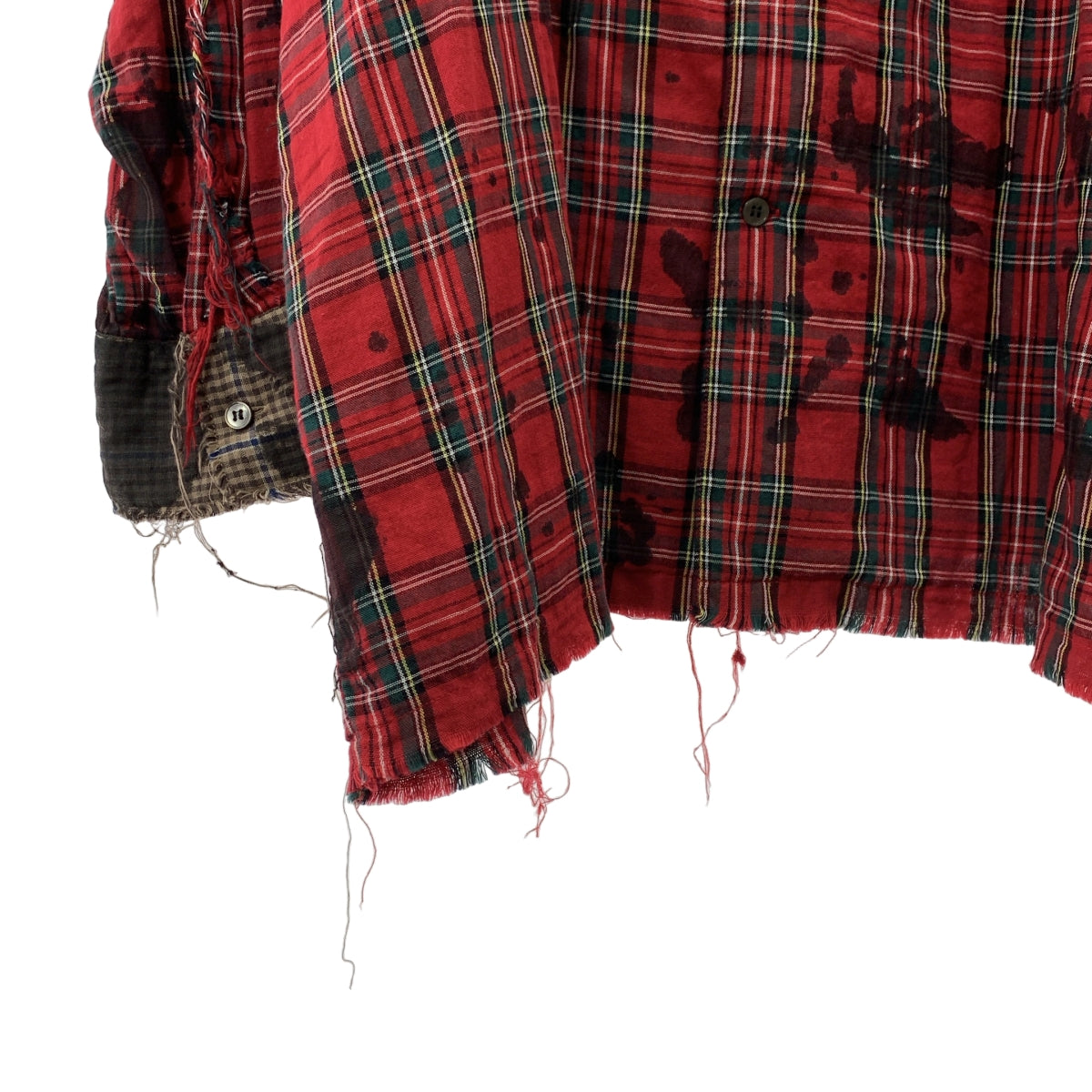 KIDILL / 키딜 | PETER PAN SHIRT 데미지 가공 체크 피터 팬 셔츠 | F | 남성