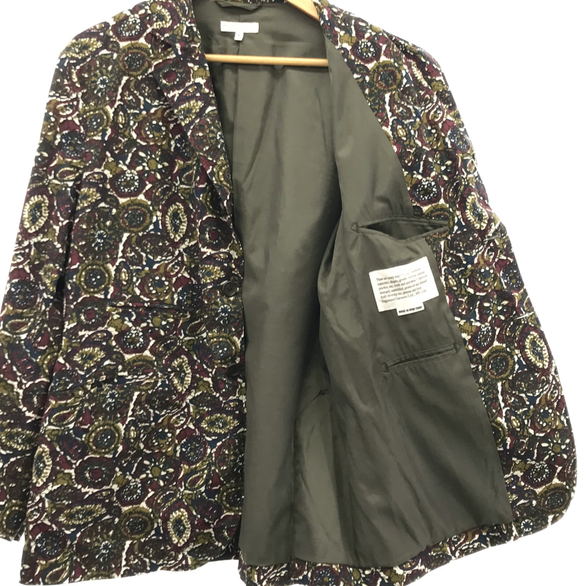 【美品】  Engineered Garments / エンジニアドガーメンツ | × BEAMS PLUS /  Loiter Jacket-Olive Cotton Batik / 総柄 ロイタージャケット / 総裏地 | S | マルチカラー | メンズ