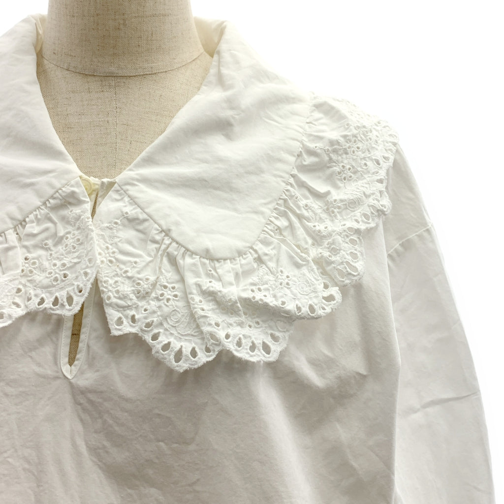 MADISON BLUE / マディソンブルー | ワンポイントロゴ レースフリルウォッシュドアウトブラウス シャツ | 01（S) | レディース