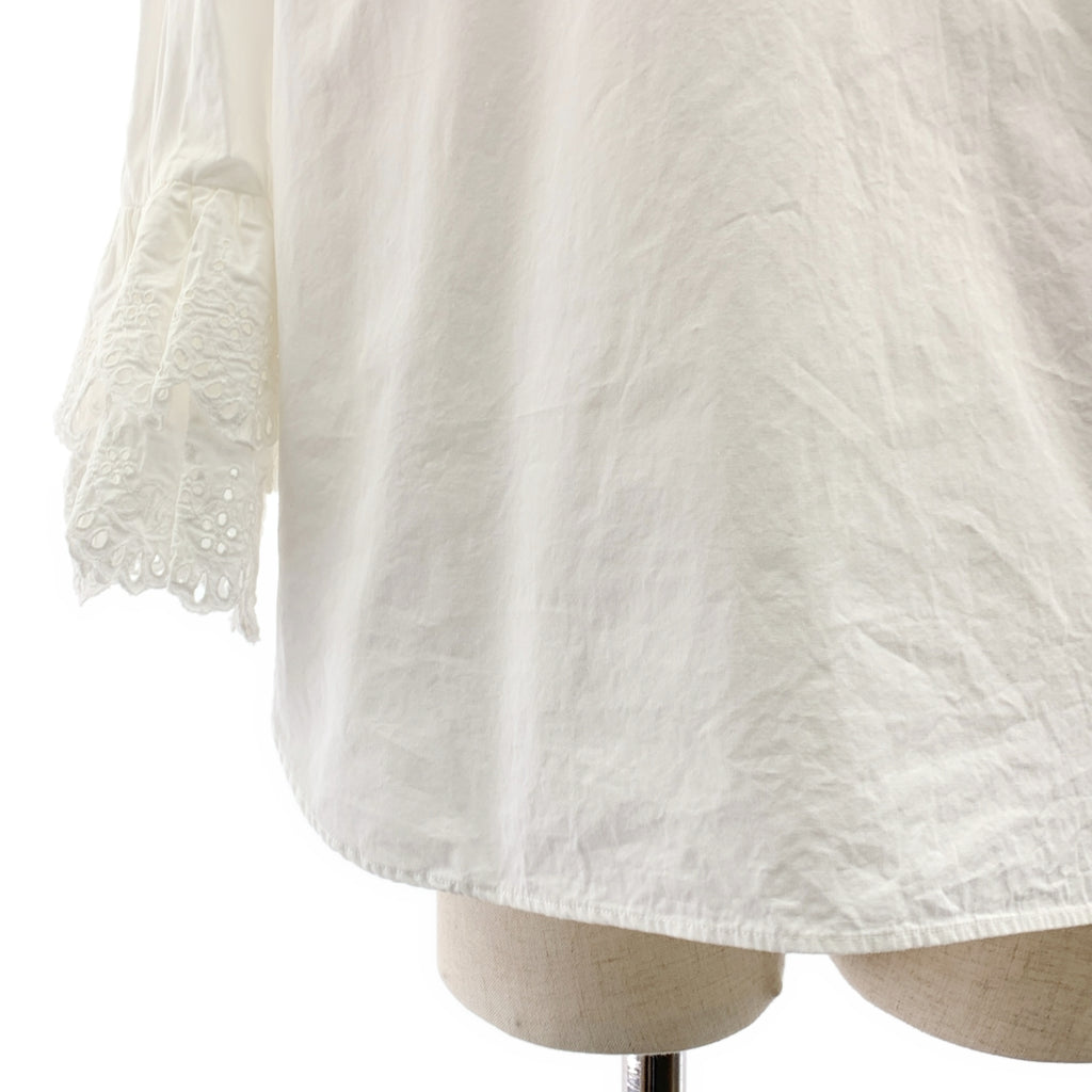 MADISON BLUE / マディソンブルー | ワンポイントロゴ レースフリルウォッシュドアウトブラウス シャツ | 01（S) | レディース