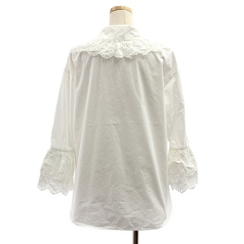MADISON BLUE / マディソンブルー | ワンポイントロゴ レースフリルウォッシュドアウトブラウス シャツ | 01（S) | レディース