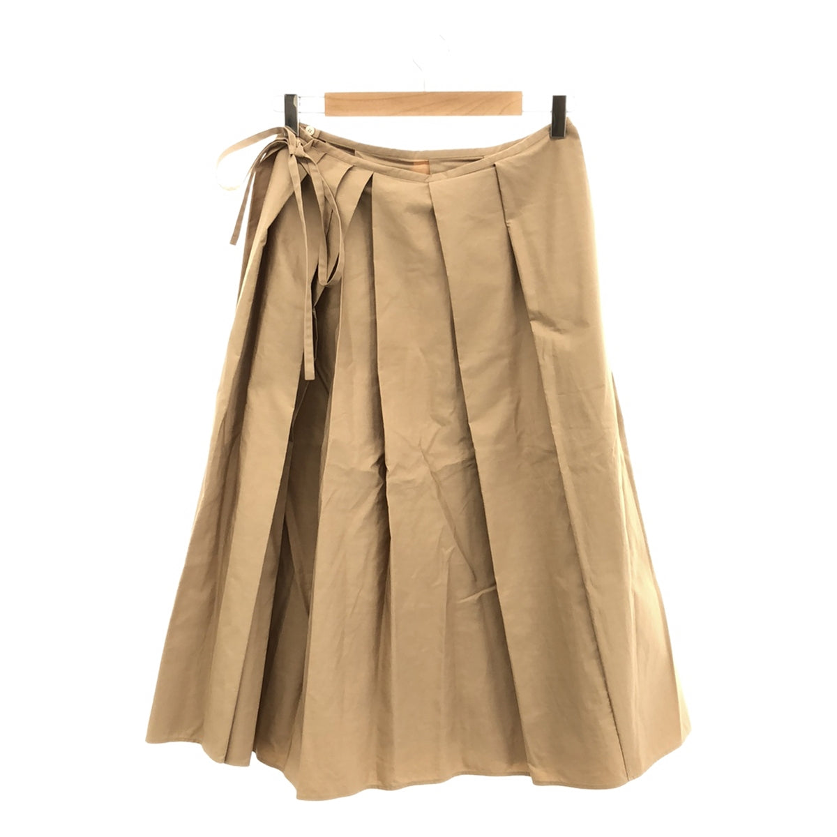 [New] FERRAGAMO | Cotton Tuck Voluminous Skirt | Size 38 | Beige | Women's