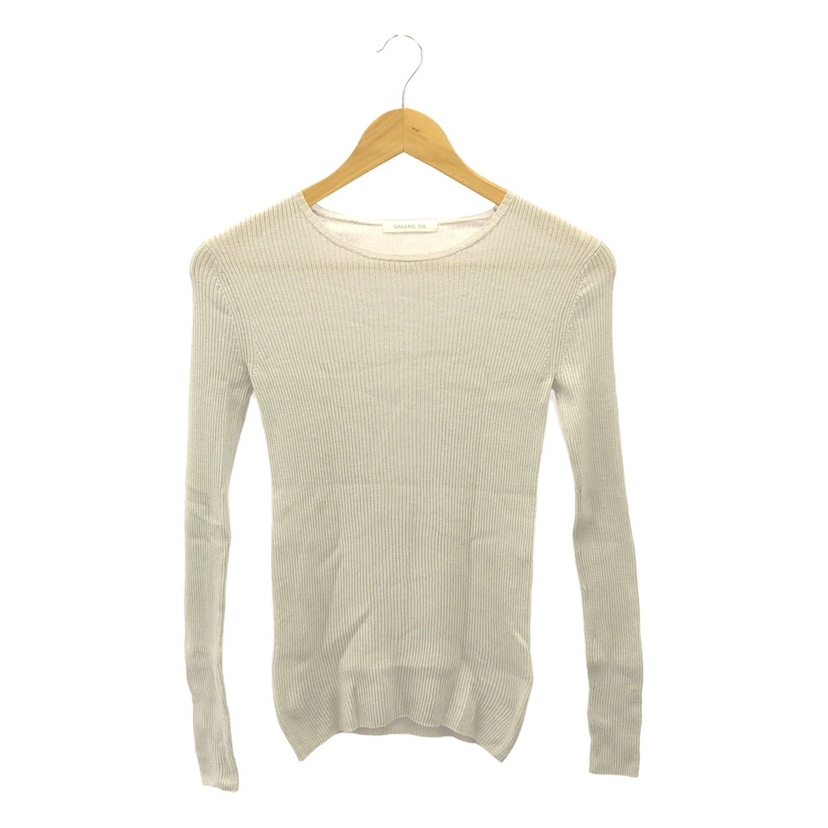 GALERIE VIE | Premiere Wool Rib Crew Neck Pullover Knit | F | Light Gray | Women's