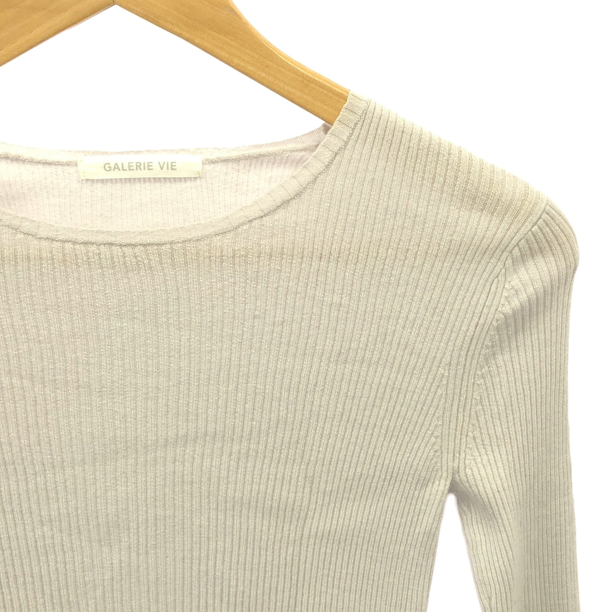 GALERIE VIE | Premiere Wool Rib Crew Neck Pullover Knit | F | Light Gray | Women's