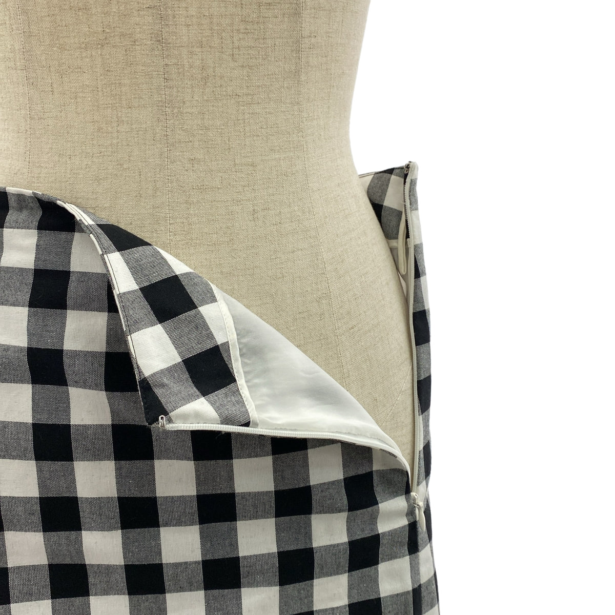 PRADA / プラダ | 2023SS | コットン チェック トライアングル スリット スカート | 38S | ブラック/ホワイト | レディース