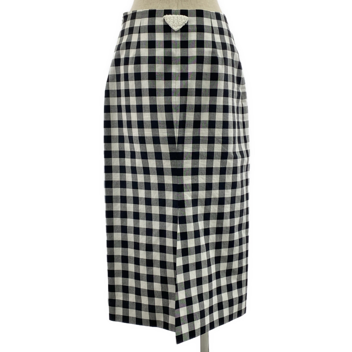 PRADA / プラダ | 2023SS | コットン チェック トライアングル スリット スカート | 38S | ブラック/ホワイト | レディース