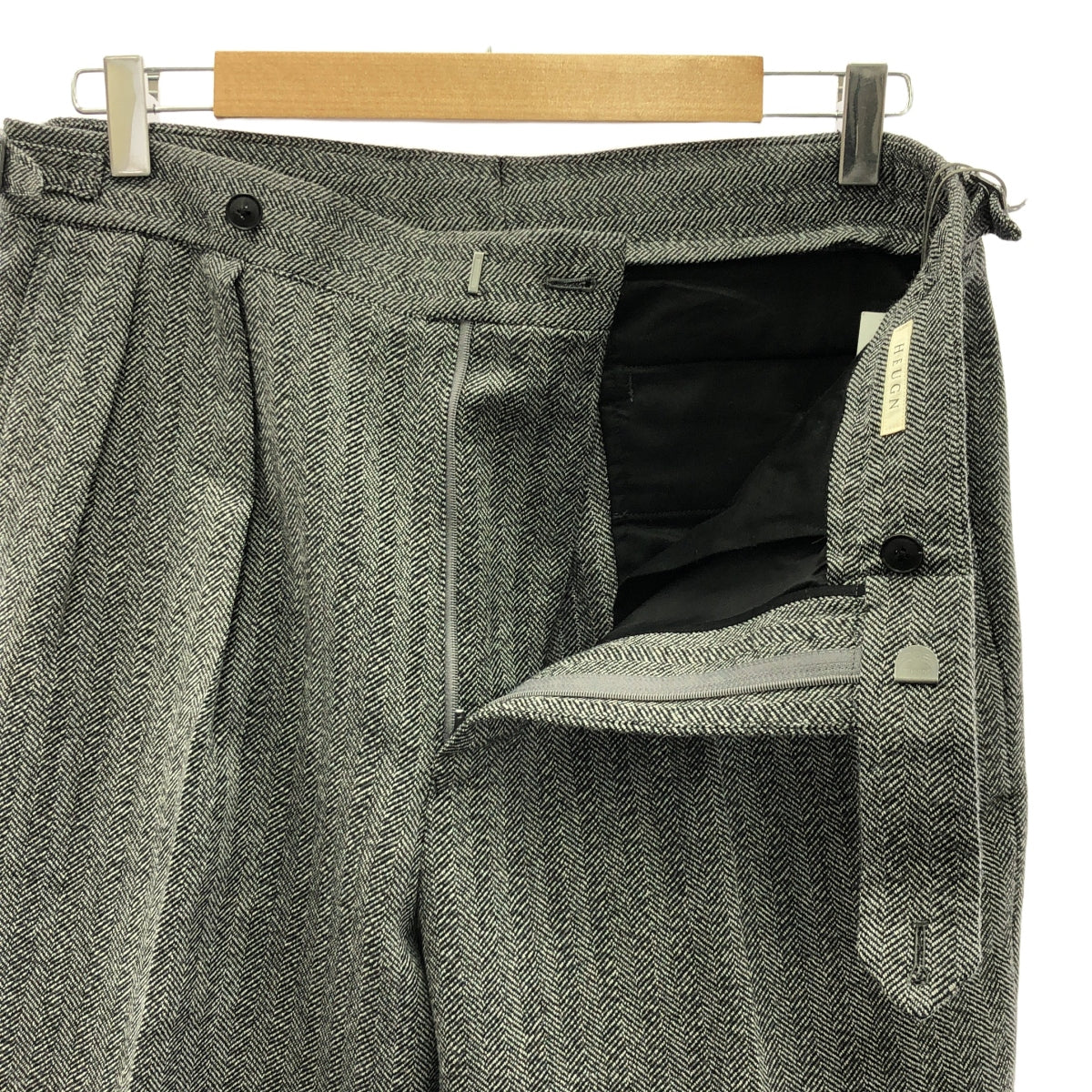 [品相良好] HEUGN | 2024秋冬 | Aaron 人字紋羊毛褲 |尺寸 2 |灰色 |男士