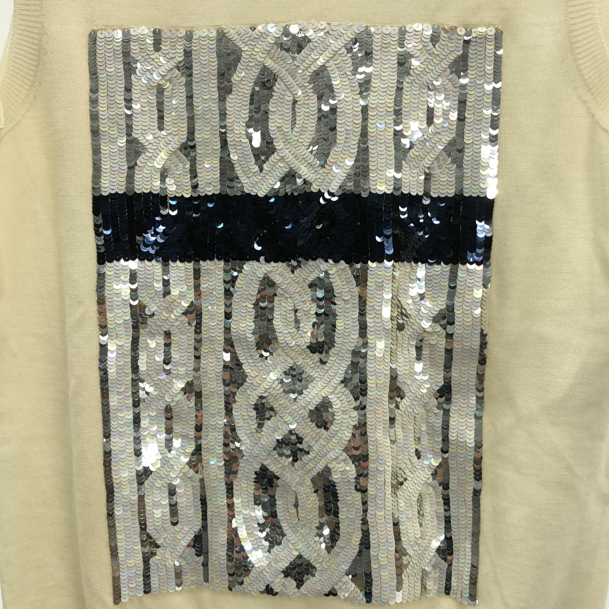 【美品】  Christian Dior / クリスチャンディオール | スパンコール 装飾 ニット ベスト | 44 | アイボリー | レディース