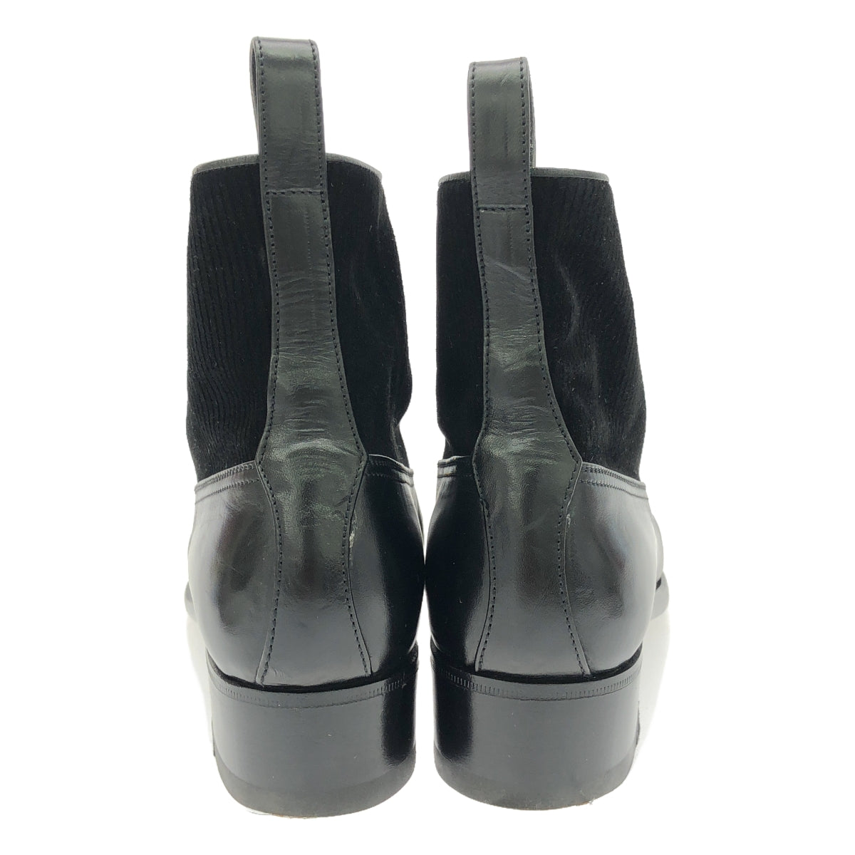 [狀況良好] Le Yucca's |皮革燈芯絨平頭紐扣靴 |尺寸 37 |黑色 |女性的