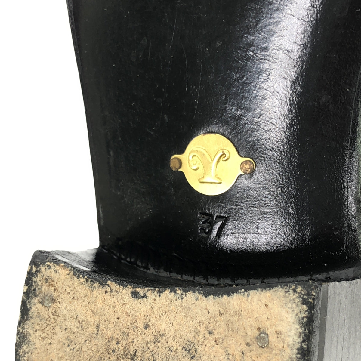 [狀況良好] Le Yucca's |皮革燈芯絨平頭紐扣靴 |尺寸 37 |黑色 |女性的