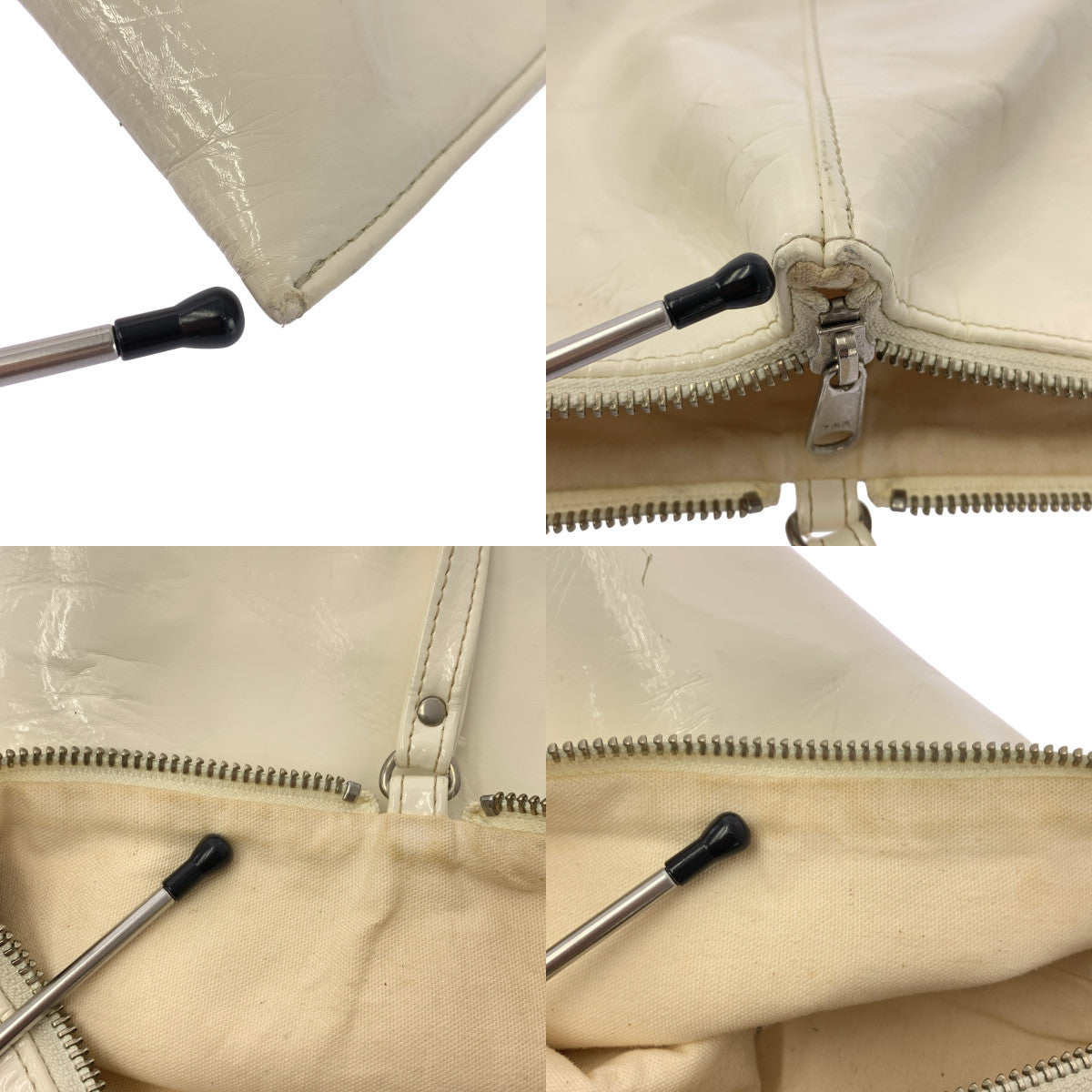 JUNYA WATANABE COMME des GARCONS / ジュンヤワタナベ | パテントレザー トライアングル バッグ | ホワイト | レディース