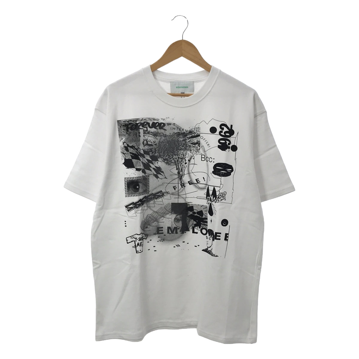 [Good Condition] BODYSONG. | Pen included / Printed oversized T-shirt | M | White | Men's