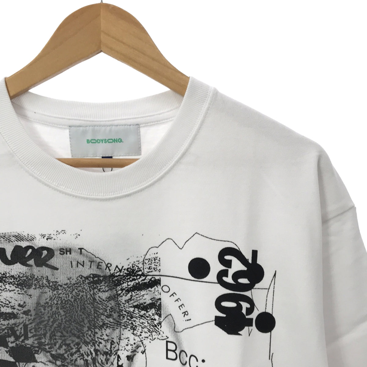 [Good Condition] BODYSONG. | Pen included / Printed oversized T-shirt | M | White | Men's