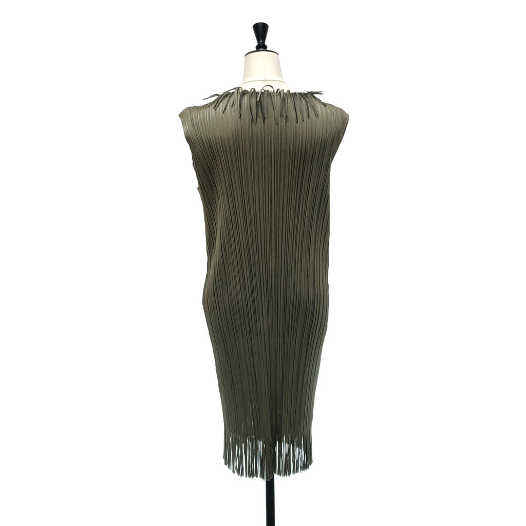 PLEATS PLEASE ISSEY MIYAKE / プリーツプリーズイッセイミヤケ | 変形 フリンジ ノースリーブ ドレス ワンピース | 3 | レディース