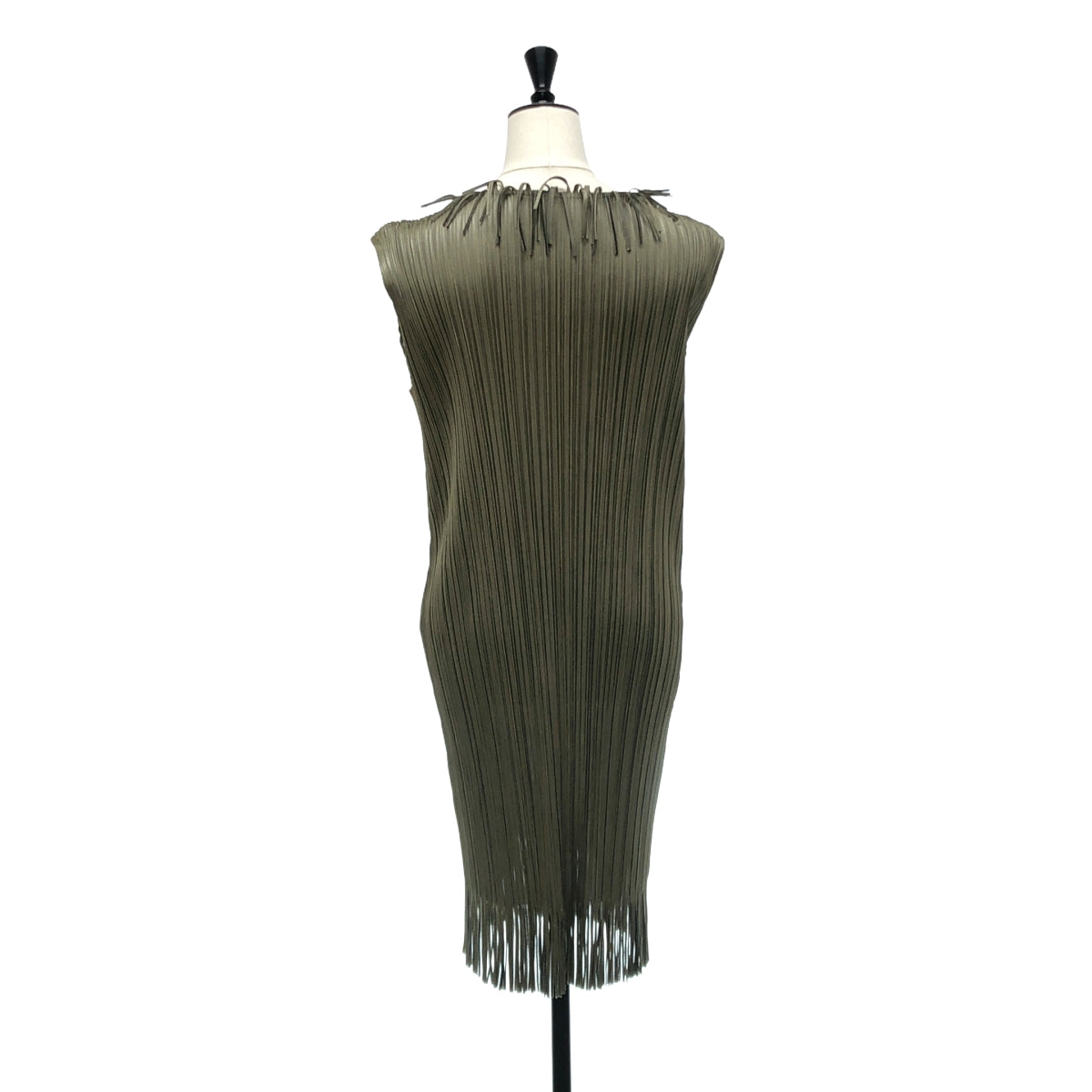 PLEATS PLEASE ISSEY MIYAKE / プリーツプリーズイッセイミヤケ | 変形 フリンジ ノースリーブ ドレス ワンピース | 3 | レディース