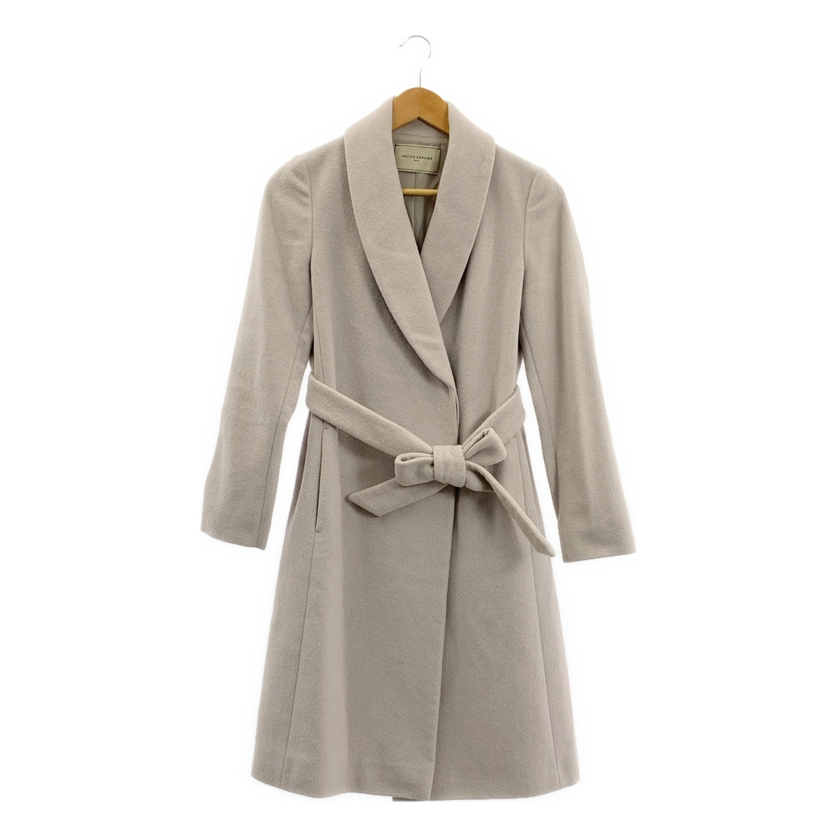UNITED ARROWS | 安哥拉羊毛混紡披肩領裹身大衣 | 尺寸 36 | 女款