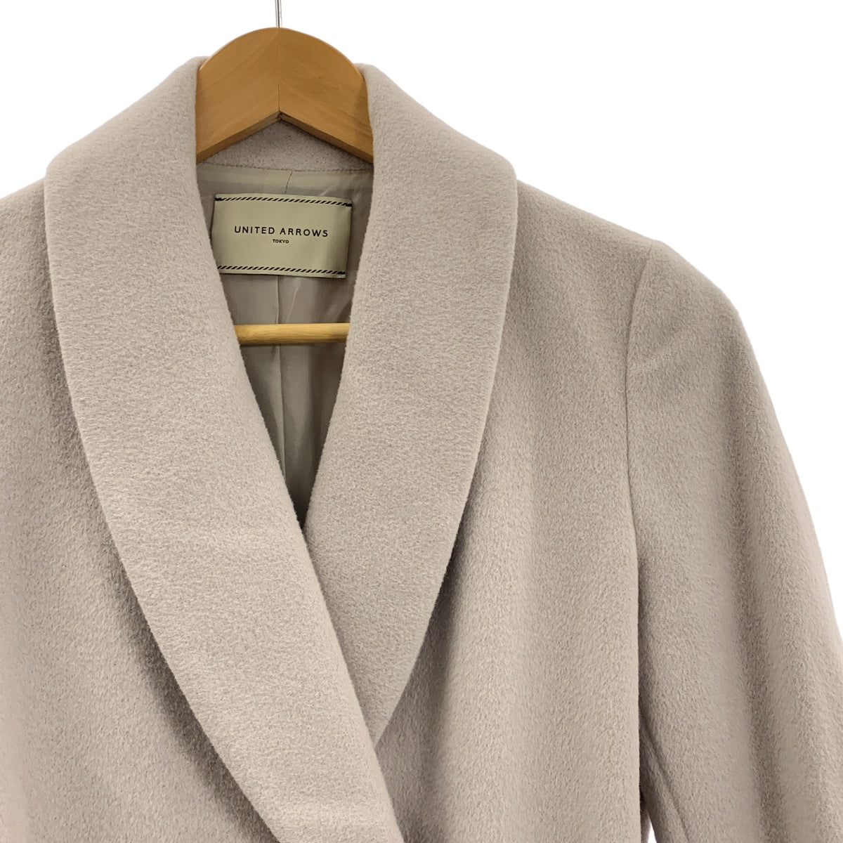 UNITED ARROWS | 安哥拉羊毛混紡披肩領裹身大衣 | 尺寸 36 | 女款