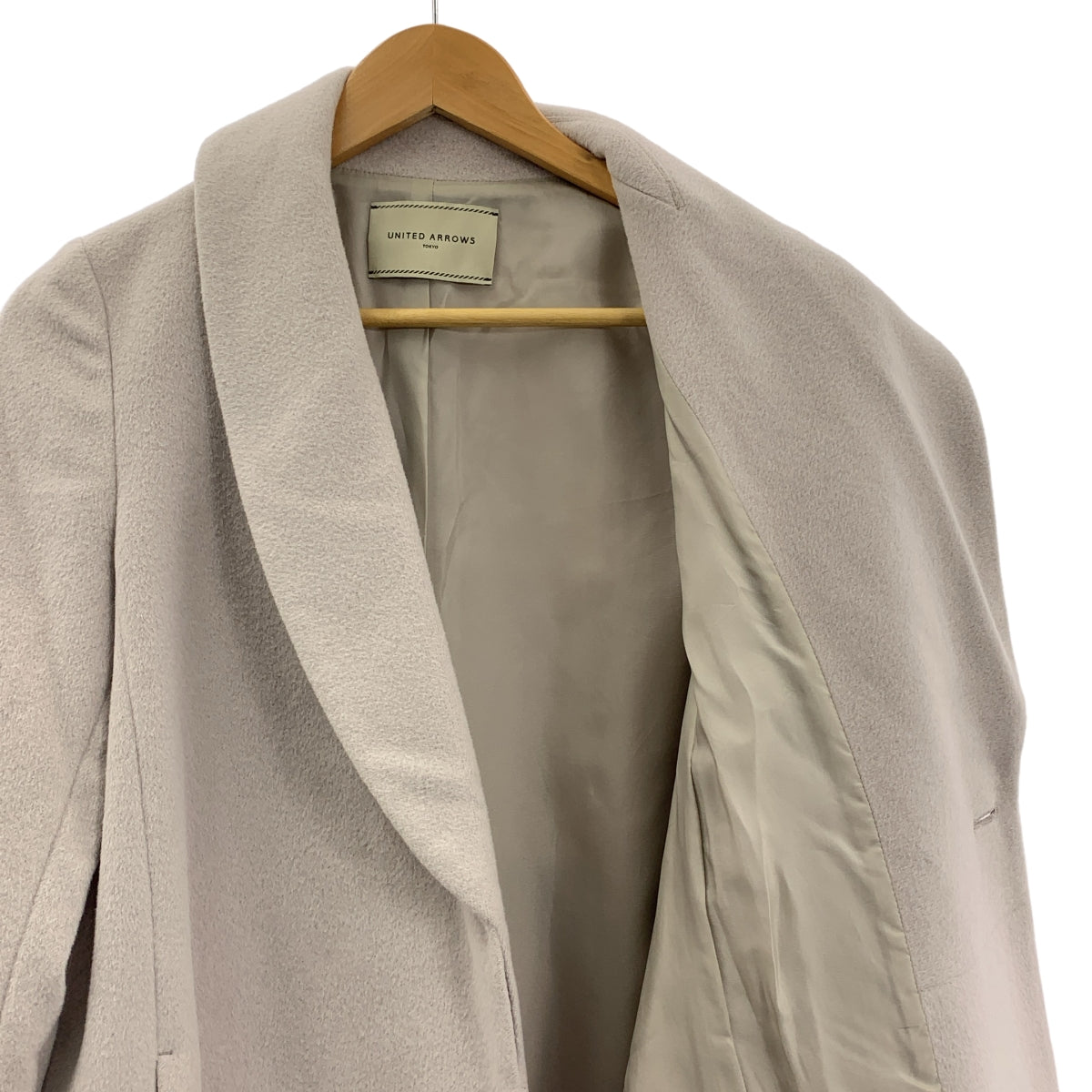 UNITED ARROWS | 安哥拉羊毛混紡披肩領裹身大衣 | 尺寸 36 | 女款