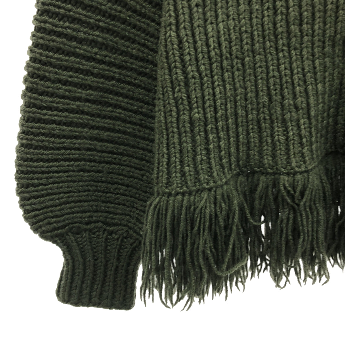 MAYDI |美麗諾羊毛流蘇低針距針織 | S |綠色 |女性的