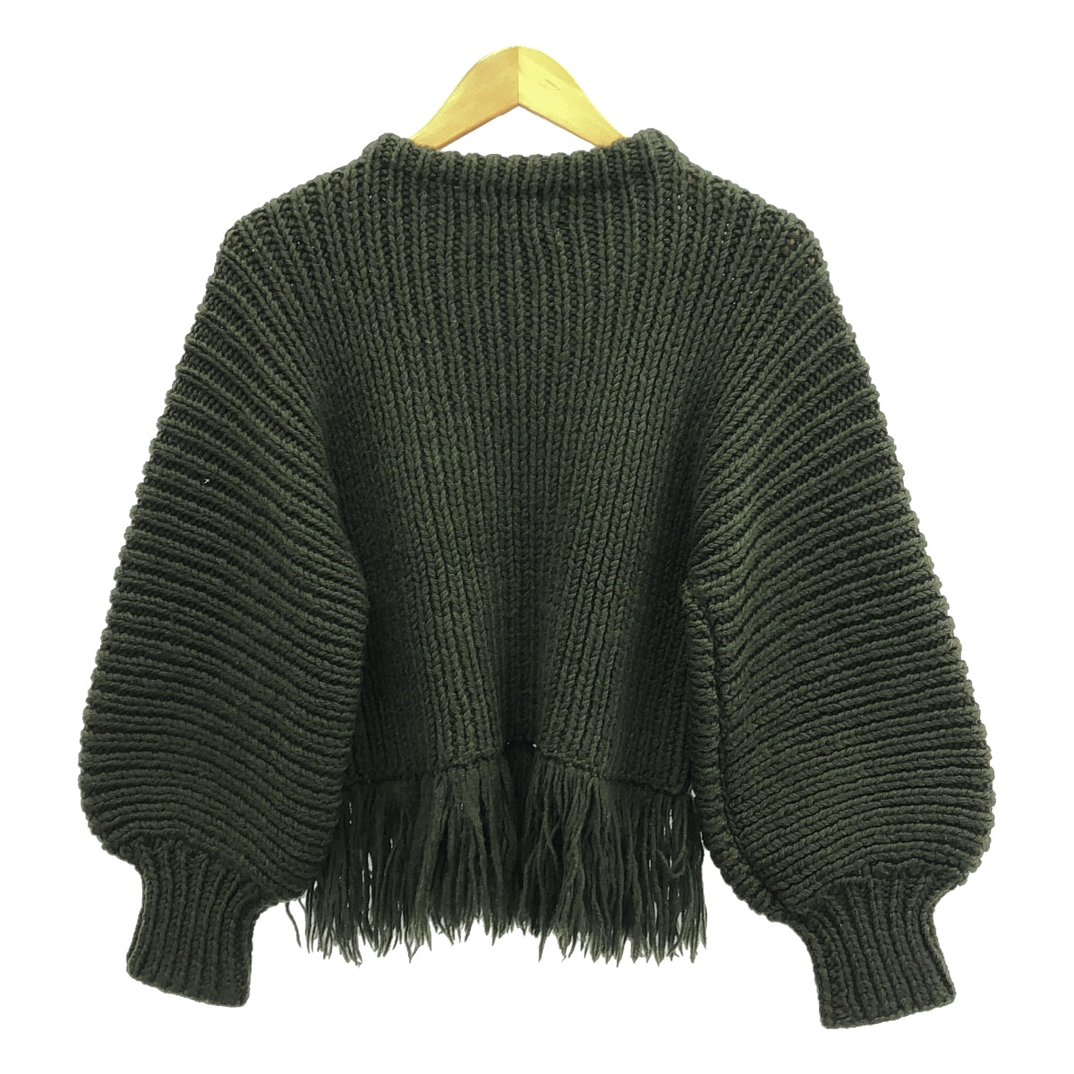 MAYDI |美麗諾羊毛流蘇低針距針織 | S |綠色 |女性的