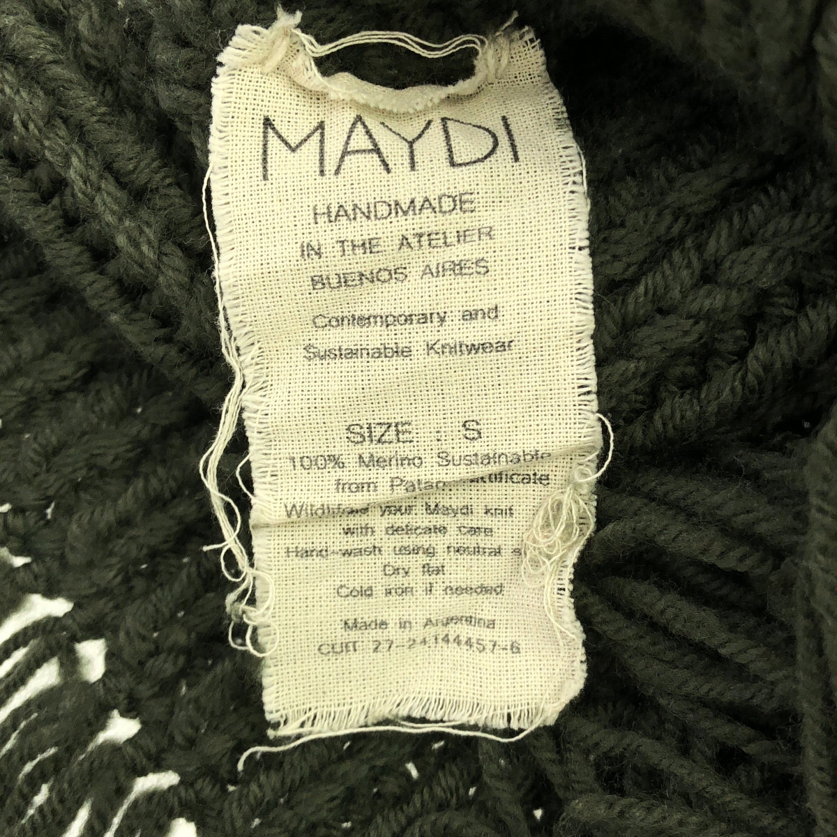 MAYDI / マイディ | メリノウール フリンジ ローゲージ ニット | S | グリーン | レディース