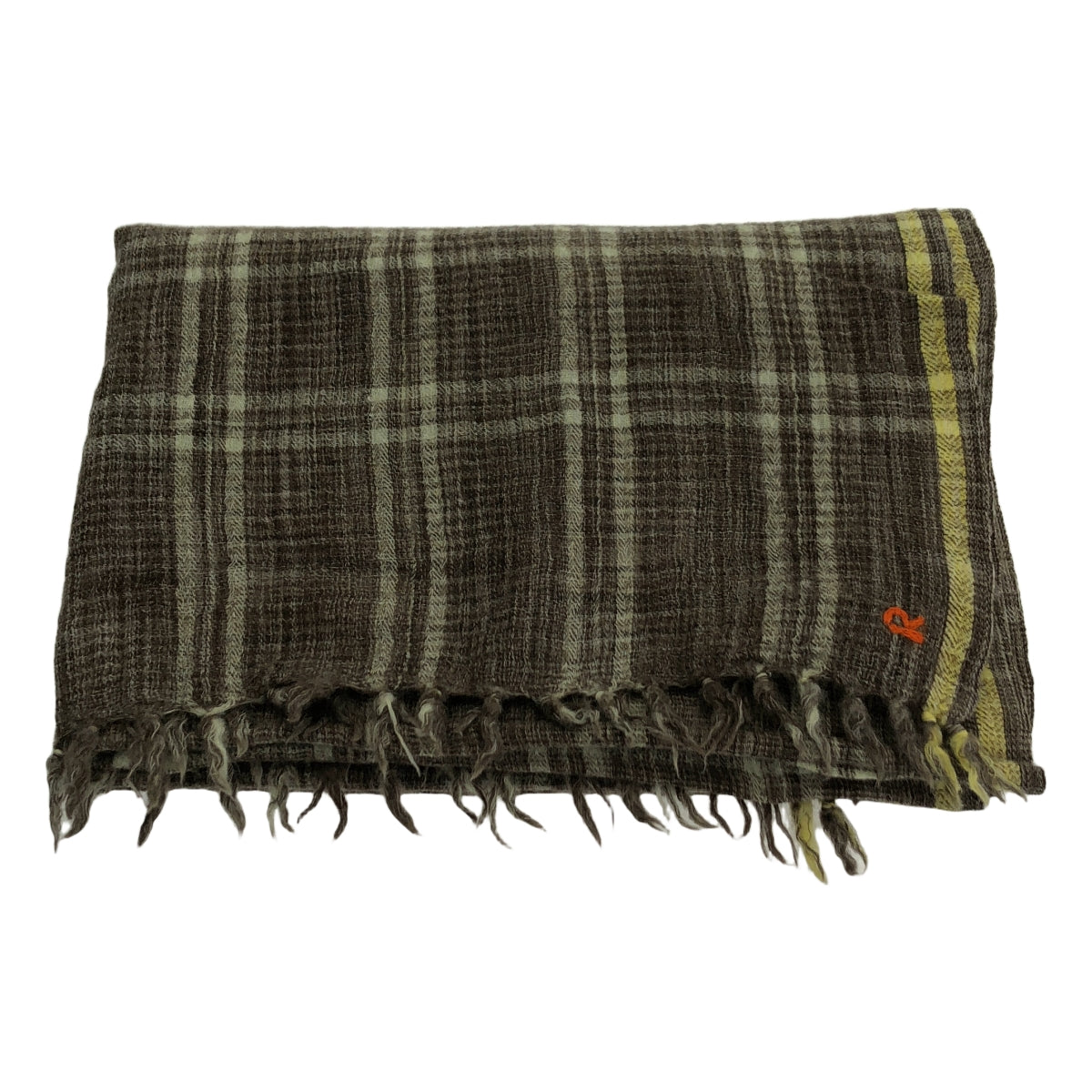 45r / フォーティファイブアール | ロゴ フリンジ 大判 マフラー ストール | ダークブラウン