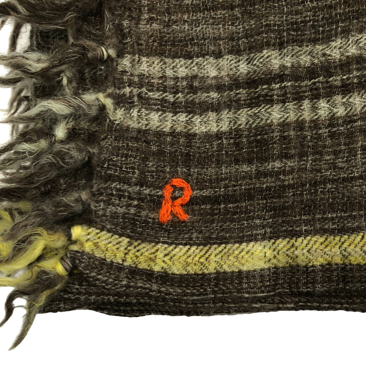 45r / フォーティファイブアール | ロゴ フリンジ 大判 マフラー ストール | ダークブラウン