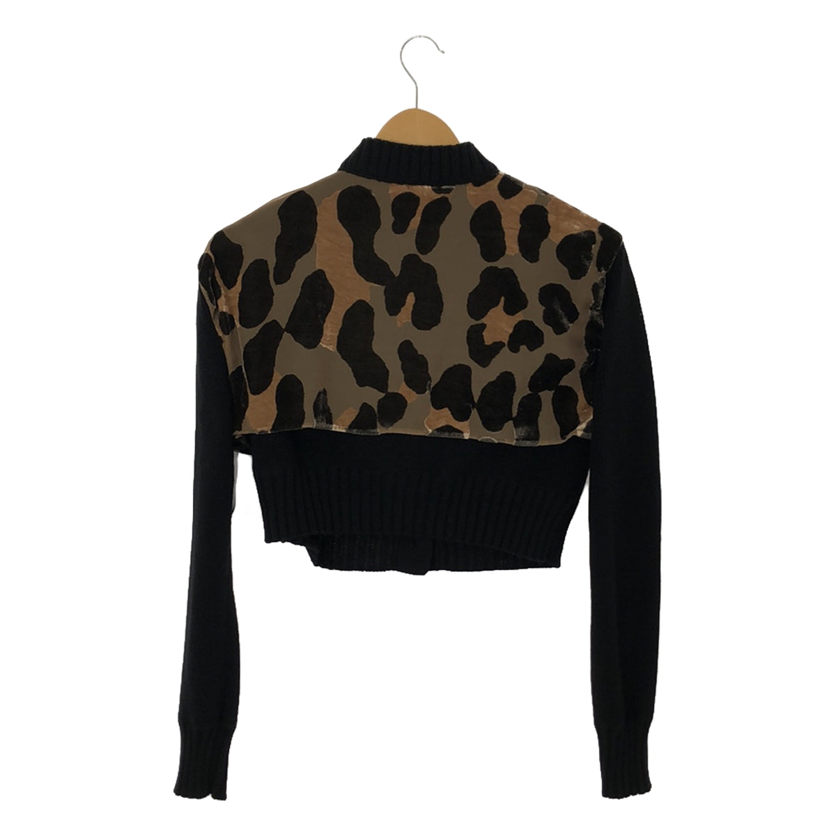 【美品】  sacai / サカイ | 2022SS | Leopard Knit Cardigan / 異素材 ドッキング レイヤード シアー ニット カーディガン | 1 | ブラック/カーキ系 | レディース