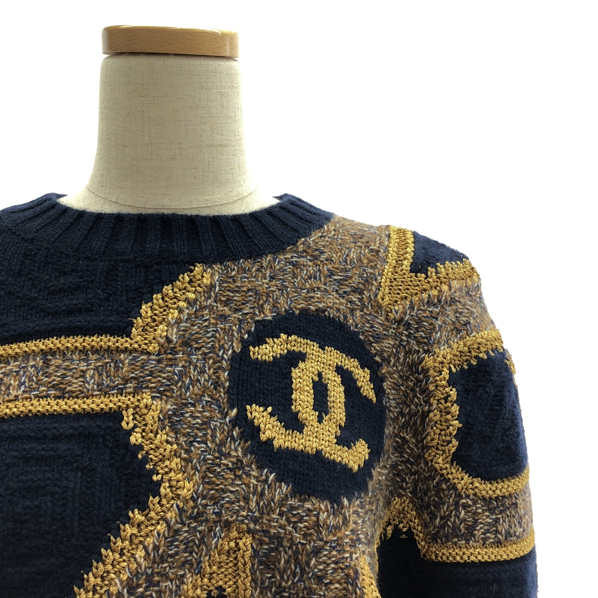 【美品】  CHANEL / シャネル | 2021AW | メティエダール ココマーク / カシミヤ ブレンド ウール ジャガード ニット プルオーバー | 38 | ネイビー | レディース