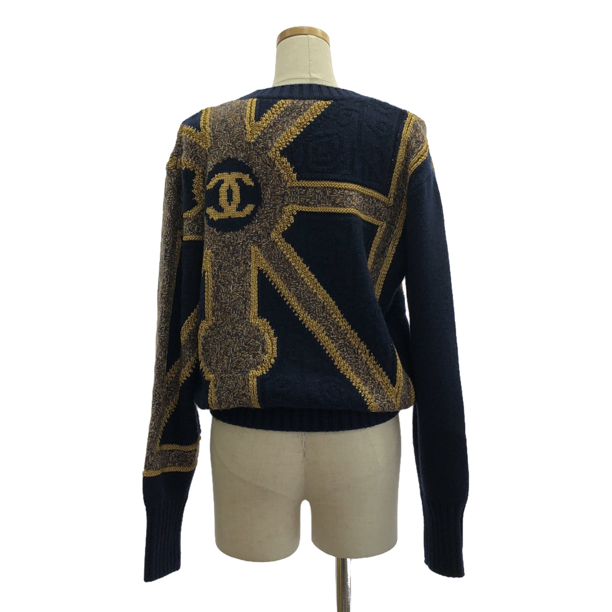 【美品】  CHANEL / シャネル | 2021AW | メティエダール ココマーク / カシミヤ ブレンド ウール ジャガード ニット プルオーバー | 38 | ネイビー | レディース