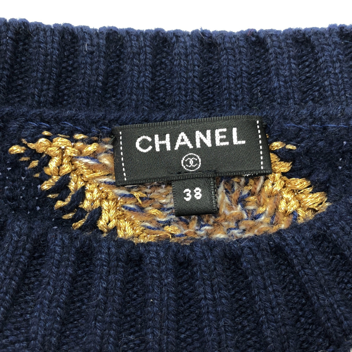 【美品】  CHANEL / シャネル | 2021AW | メティエダール ココマーク / カシミヤ ブレンド ウール ジャガード ニット プルオーバー | 38 | ネイビー | レディース