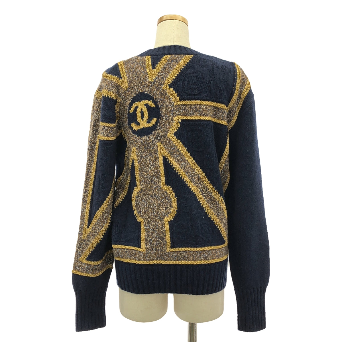 【美品】  CHANEL / シャネル | 2021AW | メティエダール ココマーク / カシミヤ ブレンド ウール ジャガード ニット プルオーバー | 38 | ネイビー | レディース