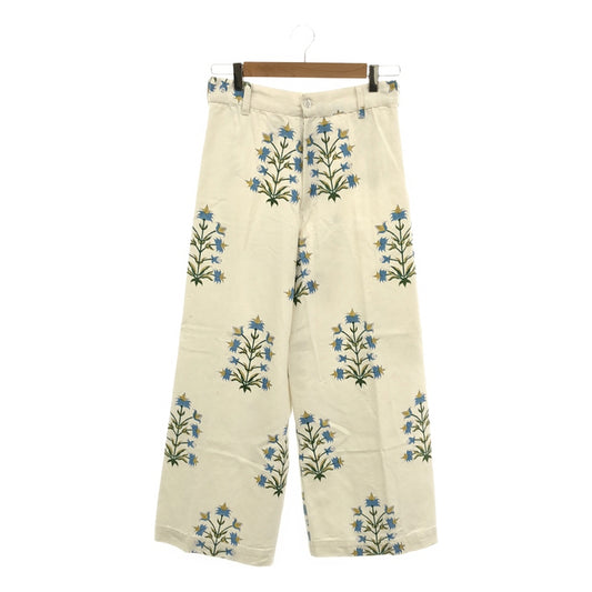 [Good Condition] SZ Blockprints | DISCO PANT LILY Flower Print Disco Pants | M | White | Women's