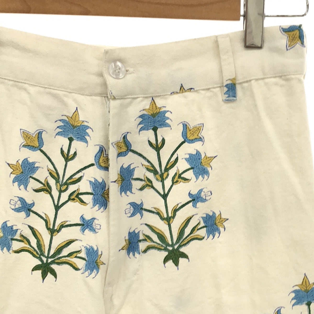 [Good Condition] SZ Blockprints | DISCO PANT LILY Flower Print Disco Pants | M | White | Women's