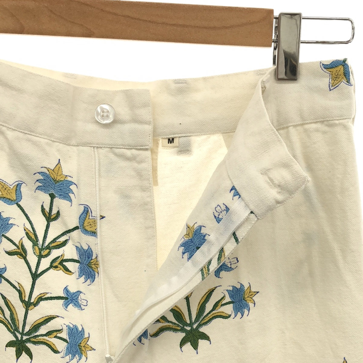 [Good Condition] SZ Blockprints | DISCO PANT LILY Flower Print Disco Pants | M | White | Women's