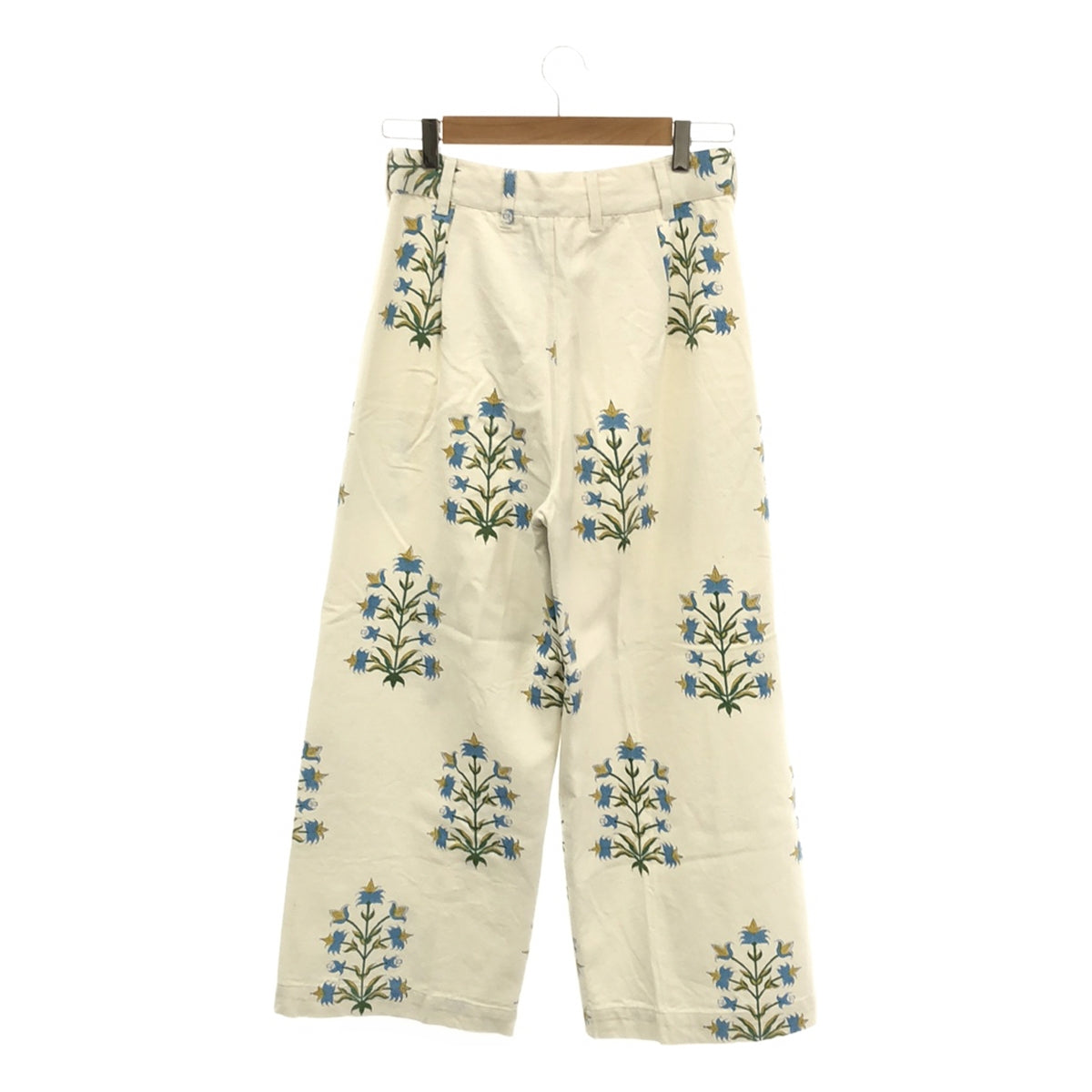 [Good Condition] SZ Blockprints | DISCO PANT LILY Flower Print Disco Pants | M | White | Women's