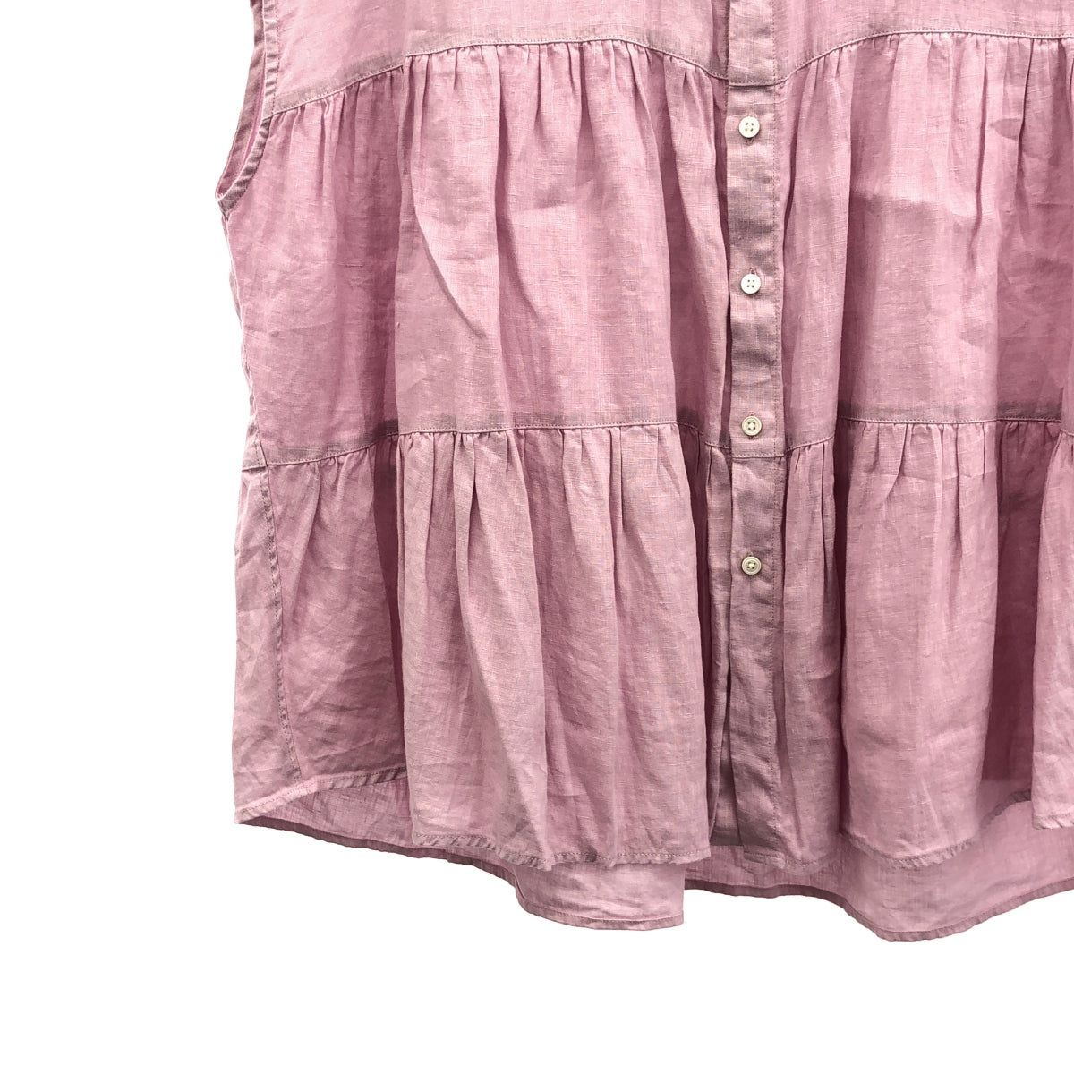 manon / マノン | OVERDYE TIERED LINEN BLOUSE リネン フリルカラー シャツ | 0 | レディース