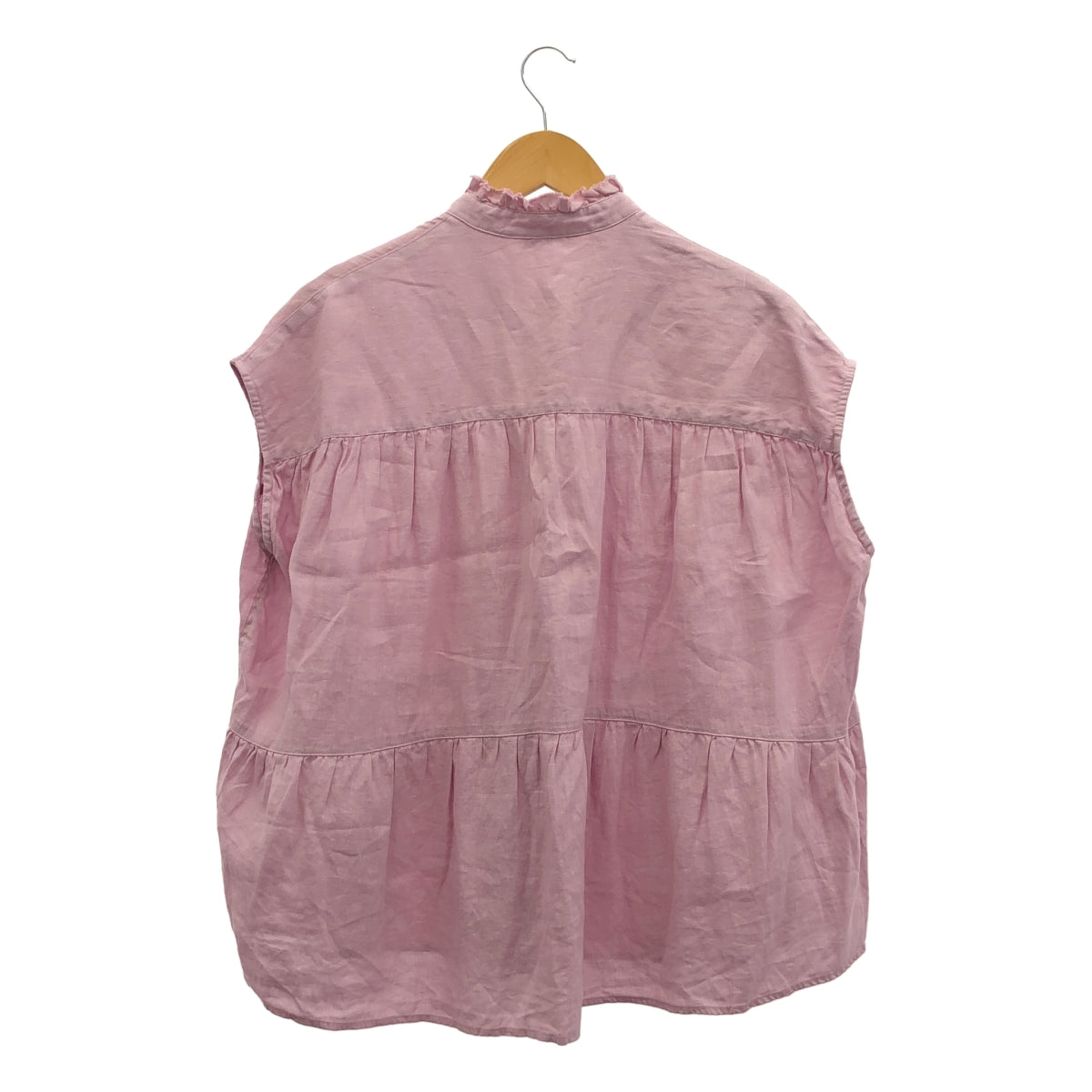 manon / マノン | OVERDYE TIERED LINEN BLOUSE リネン フリルカラー シャツ | 0 | レディース