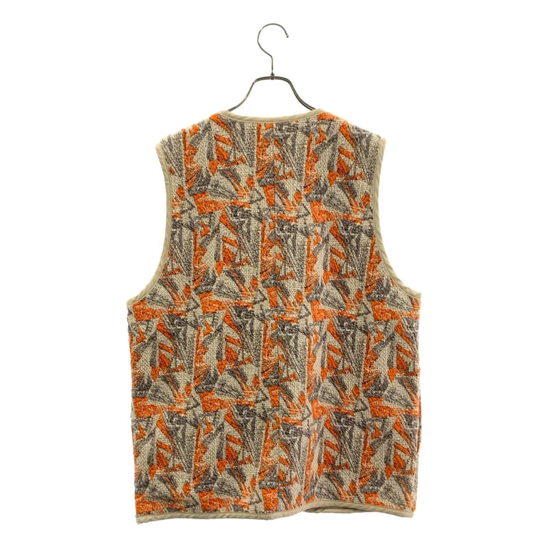 6(ROKU) / ロク | SASHIKO MOTIF JACQUARD VEST / 刺し子 モチーフ ジャガード ベスト | グレー / オレンジ | レディース