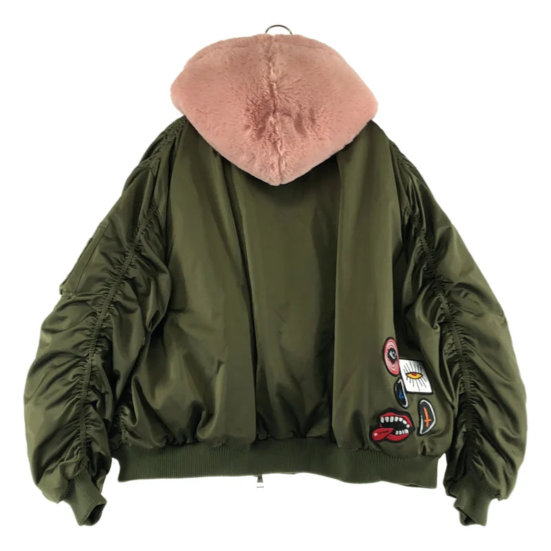 Haculla / ハキュラ | MA-1 ワッペン ファー ジャケット | S | レディース