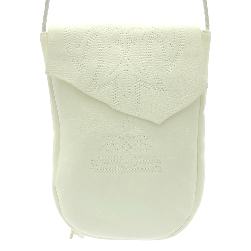 【美品】  5525gallery / 5525ギャラリー | × MIYAGI HIDETAKA  / MIYAGI BAG / レザー ロゴ フリンジフラップ ショルダーバッグ | white | メンズ