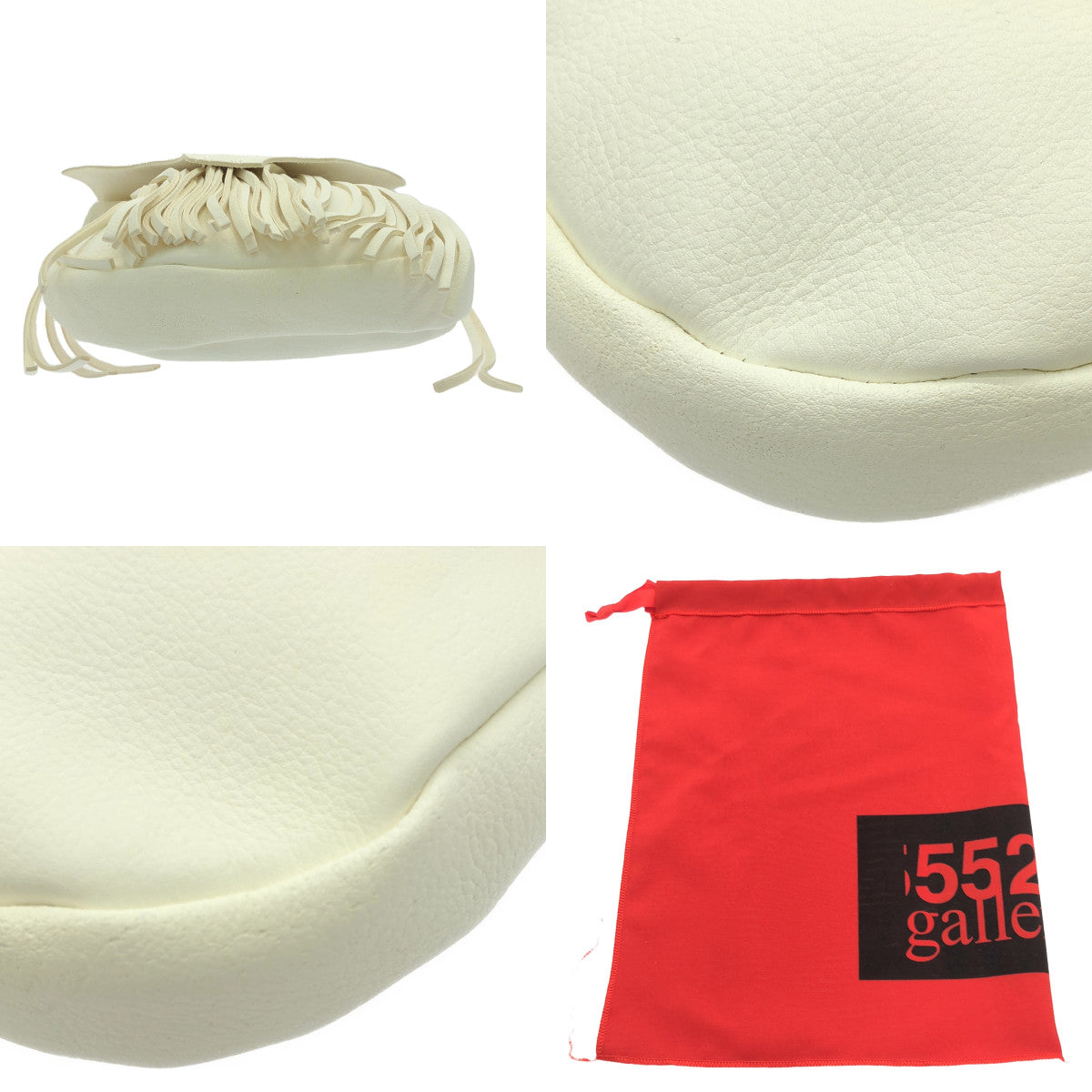 【美品】  5525gallery / 5525ギャラリー | × MIYAGI HIDETAKA  / MIYAGI BAG / レザー ロゴ フリンジフラップ ショルダーバッグ | white | メンズ