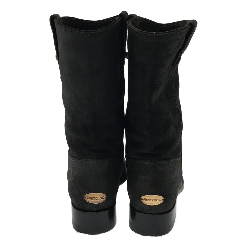 [品相良好] JIMMY CHOO | Hudson 皮革 Pecos 靴子 |尺寸 35 |黑色 |女性的