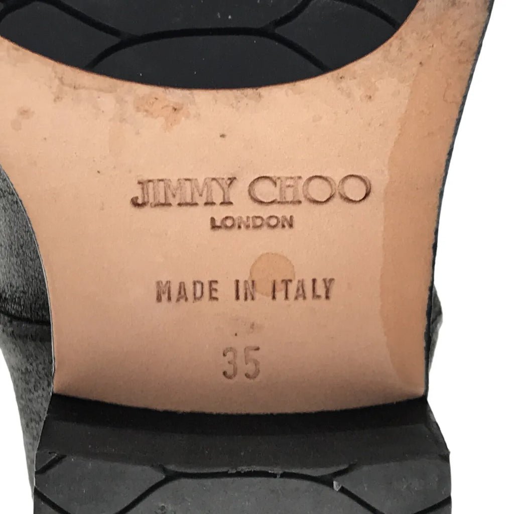 [品相良好] JIMMY CHOO | Hudson 皮革 Pecos 靴子 |尺寸 35 |黑色 |女性的