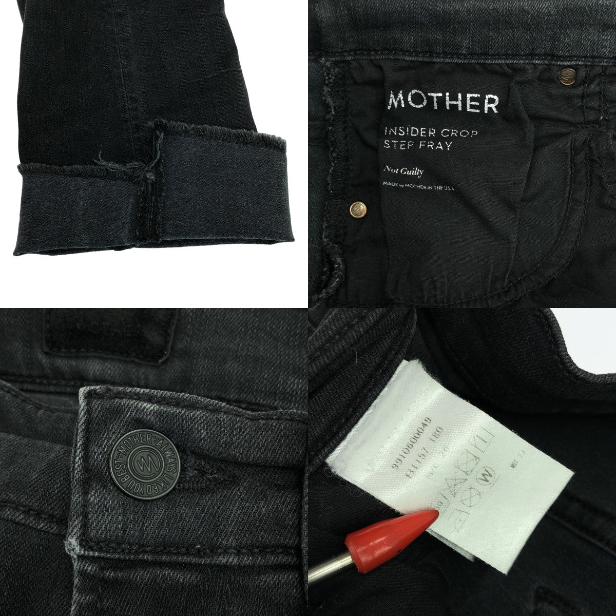 MOTHER / マザー | INSIDER CROP STEP FRAY / カットオフ ブラックデニム スキニーパンツ | 26 | チャコールグレー系 | レディース